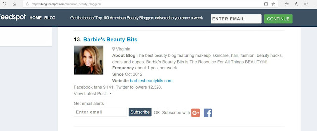 Barbies Beauty Bits Voted #13 Of Top American Beauty Bloggers